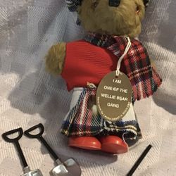 VTG Wellie Bear Gang 10.5" - Stuffed Teddy Hand Made in Scotland by Laura Grant With Tools