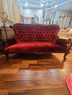 Victorian  Loveseat  Miniature in Red Velvet  no delivery,  no return