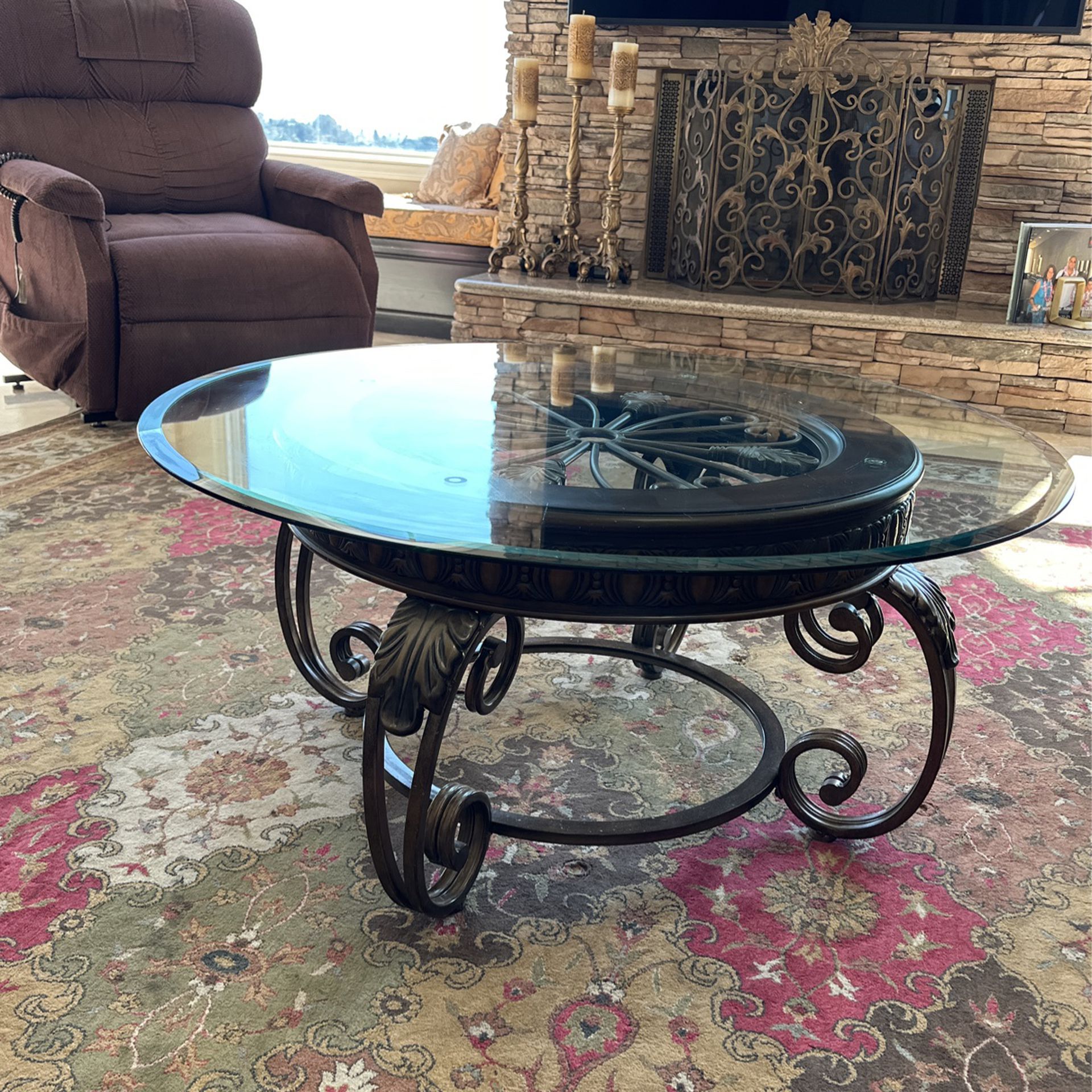 Glass Coffee Table With 2 End Tables 