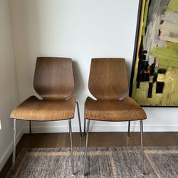 Wood and  Chrome  Italian  Chairs By Zamora