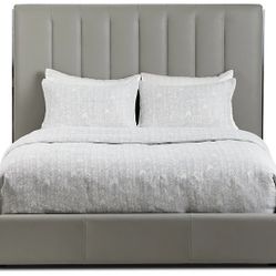 City Furniture King Size Bed with Leather Headboard 