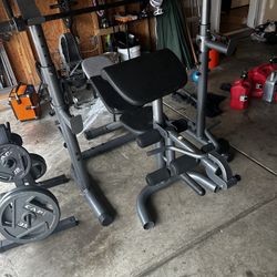 Bench Press With Barbell And Weights 