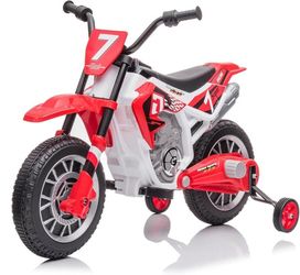 12V Electric Ride On Motorcycle for Kids Battery Powered Electric Dirt Bike Birthday Presents for Kids with Training Wheels 2 Speeds Music Player Shoc