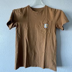 Carhartt, Youth Boys Camel Brown Loose Fit Logo Pocket T Shirt, Size M (10-12)
