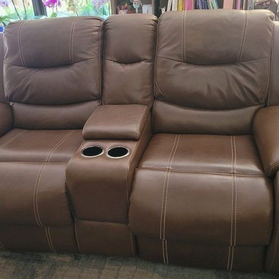 Reclining leather sofa + loveseat