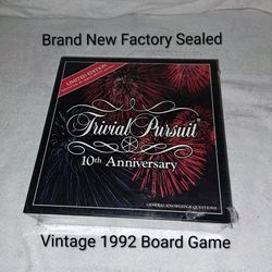 Brand New Factory Sealed Vintage 1992 Trivial Pursuit 10th Anniversary Edition Board Game