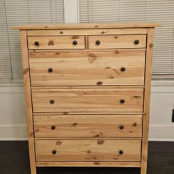 Ikea 6 Drawer Pine Wood Dresser 