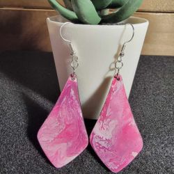 Pink Cloud Diamond Lightweight Wearable Art Earrings
