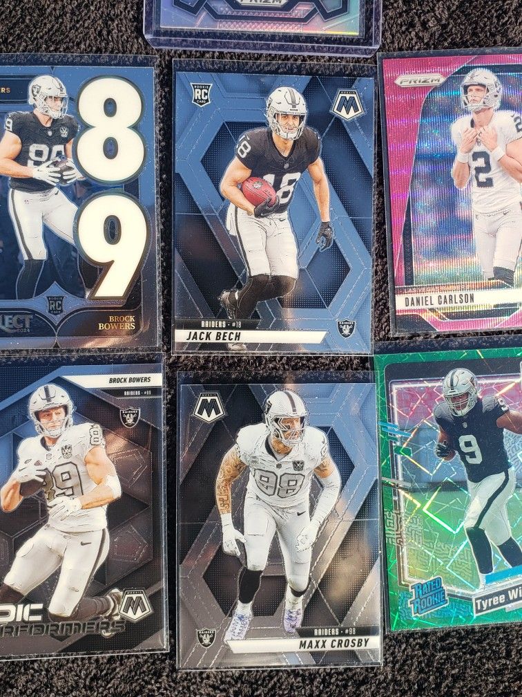 Las Vegas Oakland Raiders 7 chrome card lot. Rookies and Crosby. Bowers/Tucker NFL Football Prizm