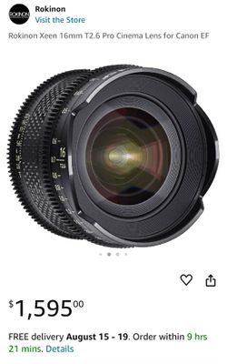 Rokinon Xeen 16mm T2.6 Pro Cinema Lens for Canon EF