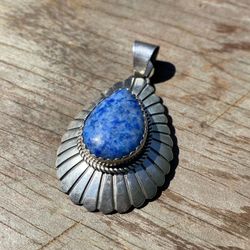 Vintage Sterling Silver + Lapis Lazuli Stone Pendant