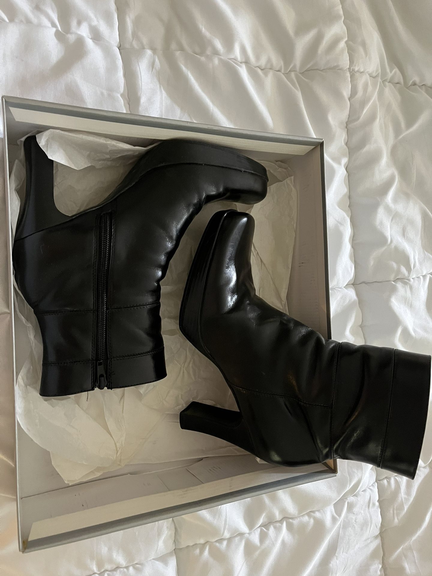 Black High Heels Dress Boots Sz 8