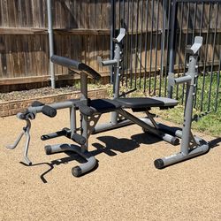 Adjustable Weight Bench Set w/ Rack, Preacher Curl & Leg Developer | Home Gym