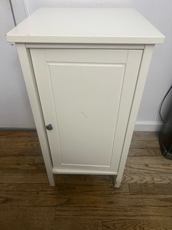 IKEA White Wood Nightstand with Single Door