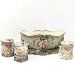 Vintage Pottery Vase & Candle Holder