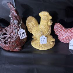 chicken ceramic decor all 3 $25
