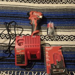 Milwaukee 1/4 Impact, 3 Ah And 1.5 Ah Batteries With Duel Charger 