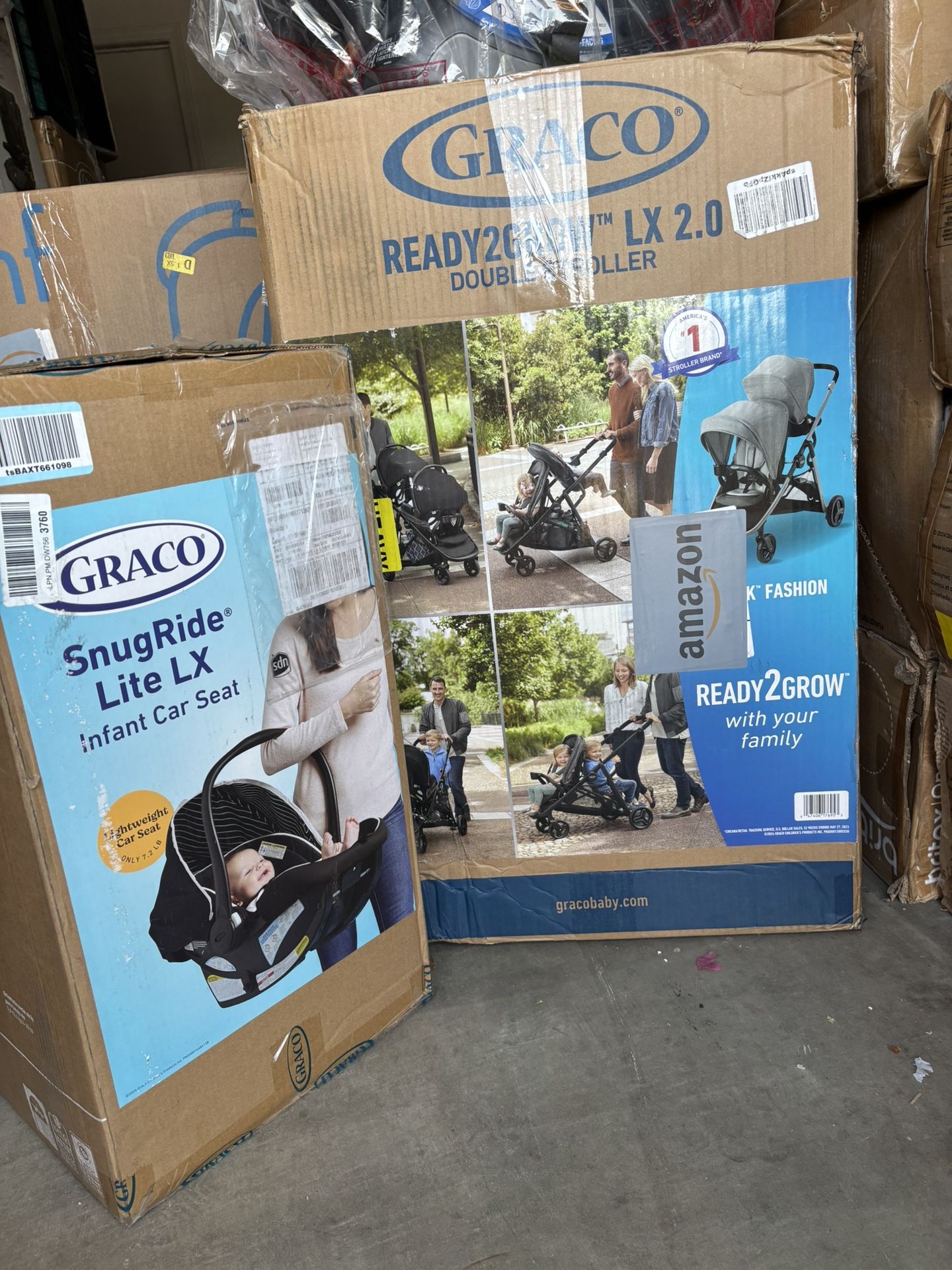 New! Graco Ready2grow Lx Double Stroller & Infant Seat 