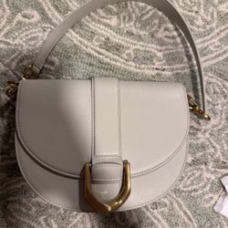 Charles & Keith Gabine Leather Saddle Bag Oat Or Black Color New