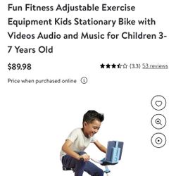 Little Tikes Pelican Explore & Fit Cycle Fun Fitness Adjustable Exercise Equipment Kids Stationary Bike with Videos Audio and Music for Children 3- 7