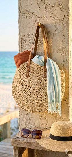 ☀️ Large Summer Beach Straw Tote Bag | Boho Vacation Shoulder Purse | Lightweight & Foldable