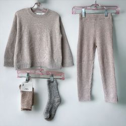 Zara Cashmere Sweater, Leggings, Socks Bundle Size 2-3T, Pink Marl