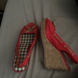 red wedge heel