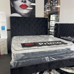 King Size Bed Frame Black Velvet