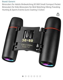 Binoculars for Adults Birdwatching,30 X60 Small Compact Pocket Binoculars for Kids-Binoculars for Bird Watching Hiking Traveling Hunting & Sports Even