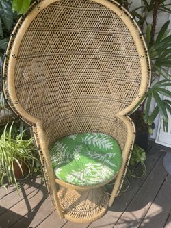 Rattan wicker fan back peacock chair wedding baby shower photography studio 