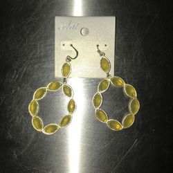 Lucite yellow 3 inch hoop earrings
