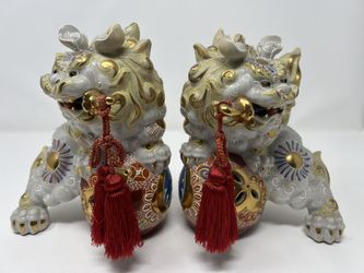 Japanese Ceramic Shishi Dogs Pair