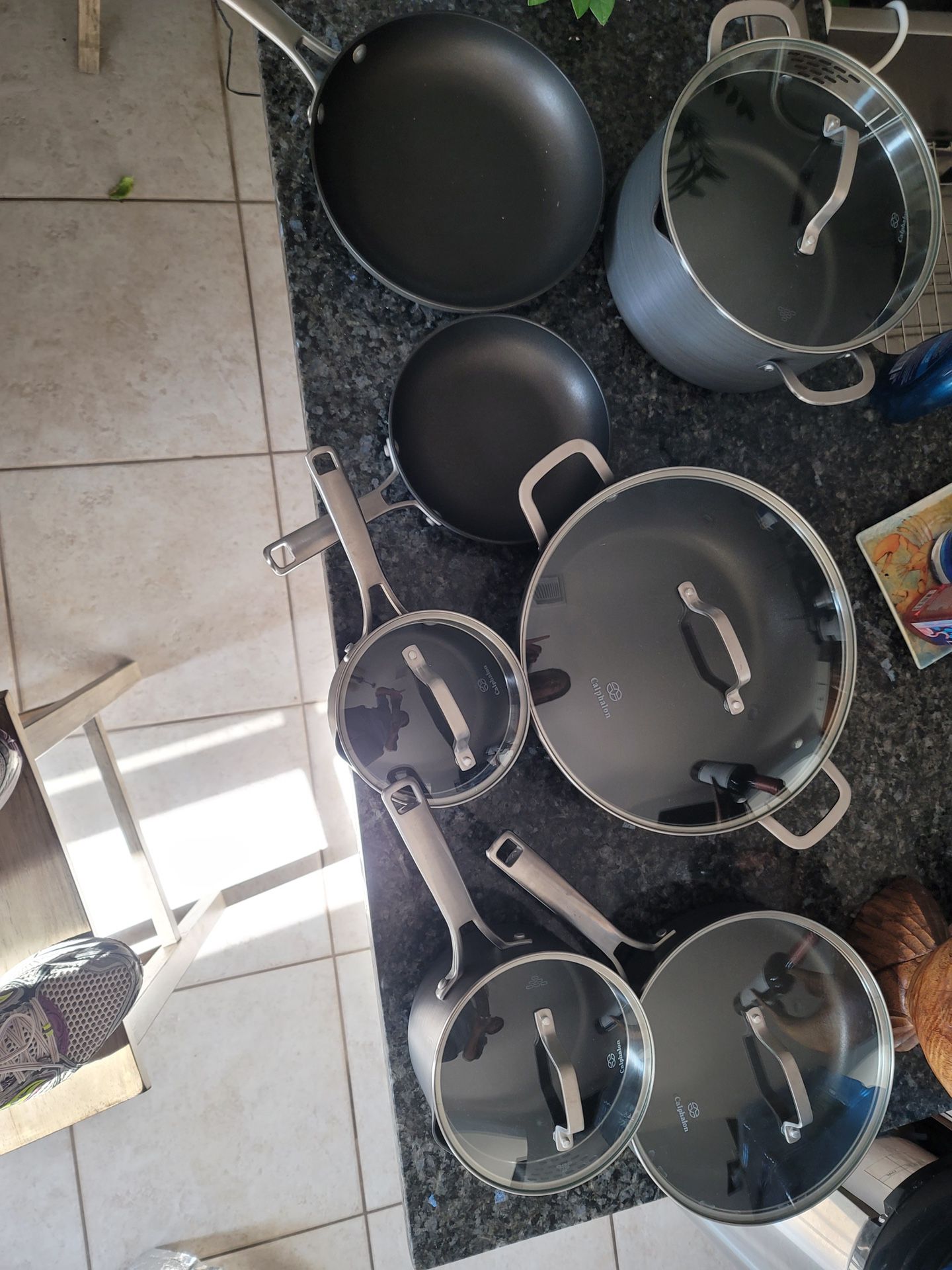 Calphalon pots and pans with strainer lids