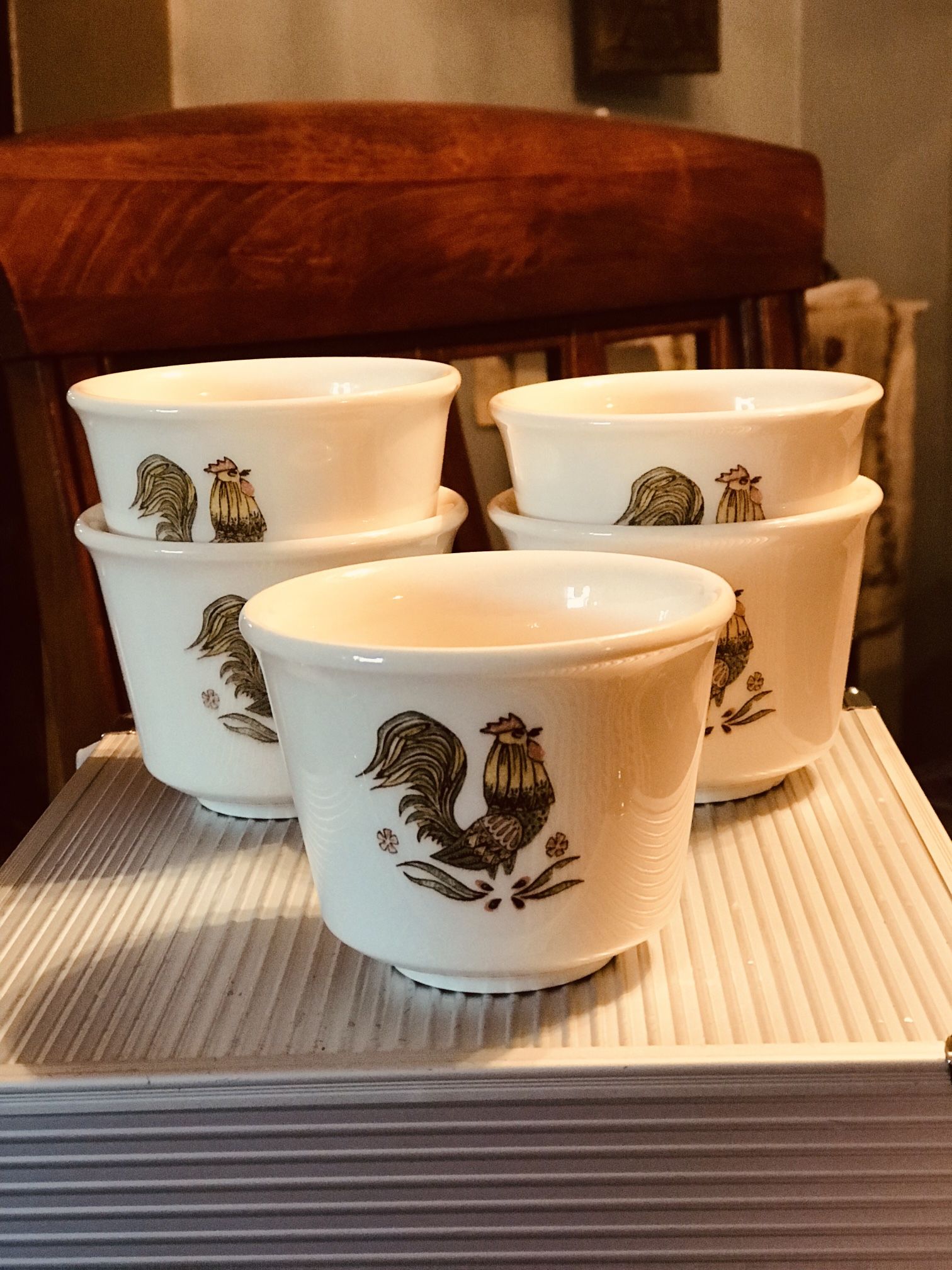 (5) Vintage Oven Serve Rooster Custard Cups (price is for all)