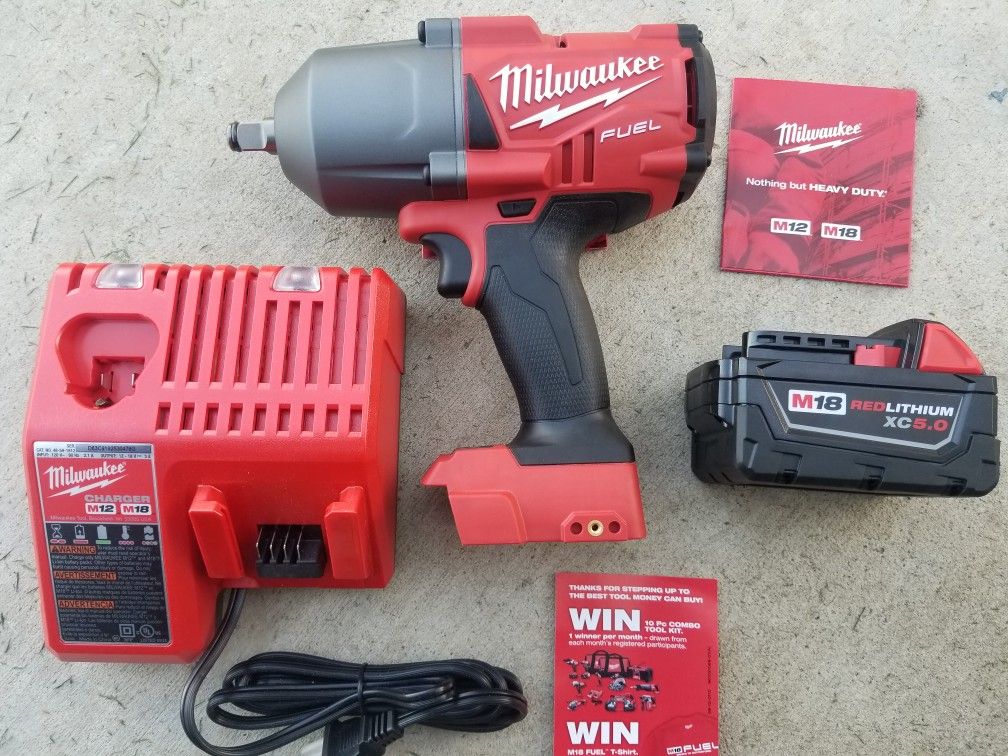 M18 Milwaukee Fuel Brushless 1/2" High Torque 1400 Lb Max Torque with 5.0 XC Battery and Charger Brand NEW !!!!