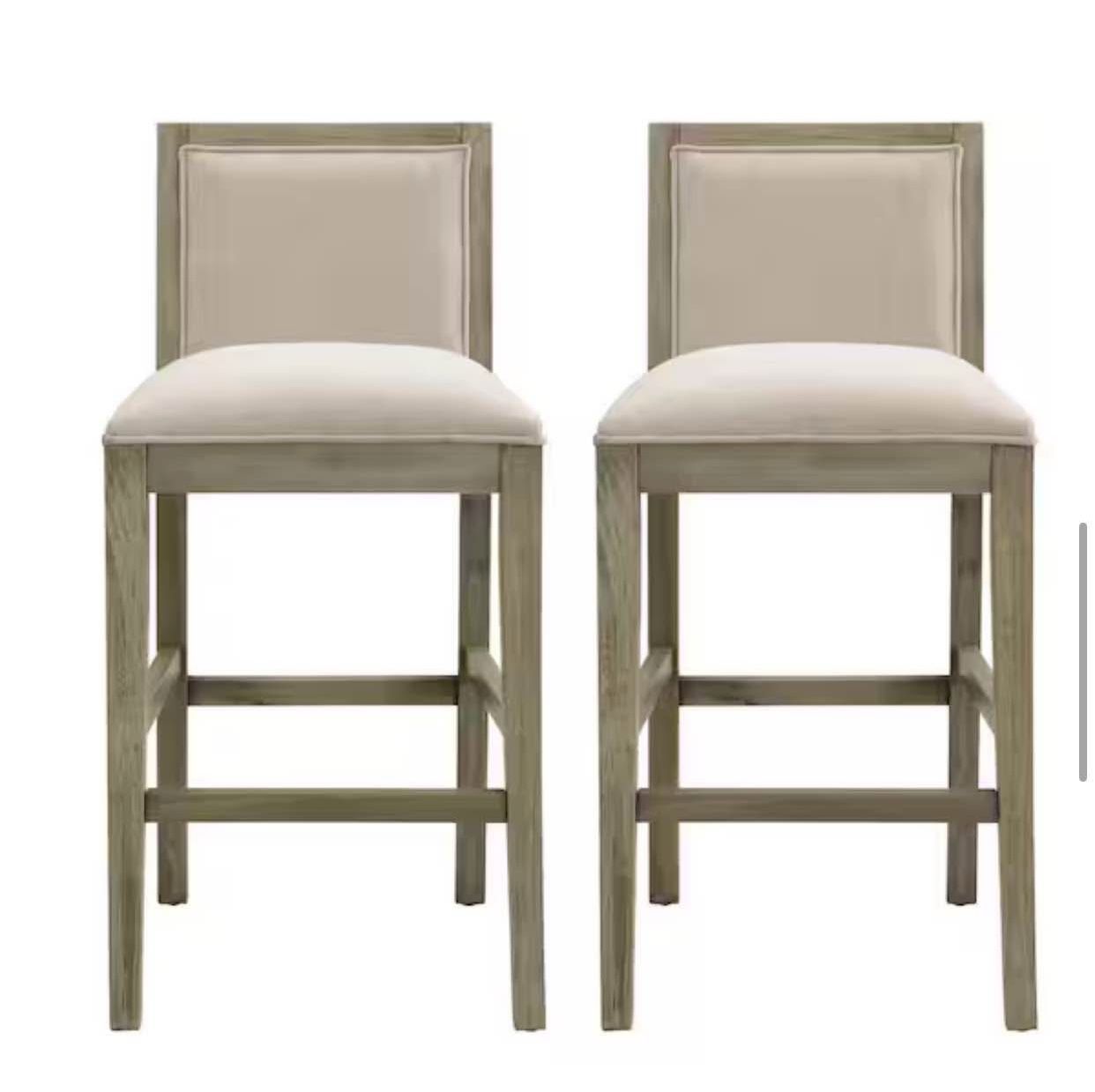 CHRISTOPHER KNIGHT HOME Kyrren 30.5 in. Modern Upholstered and Wood Counter Stools with Cushioned Se