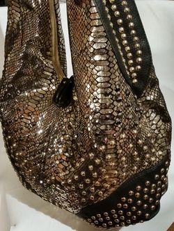 Large Gold Black Bling Hobo Purse New