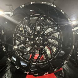 24x12 Tis OffRoad 544BM 8x6.5 Black Milled Wheels RAM 2500/ Rines