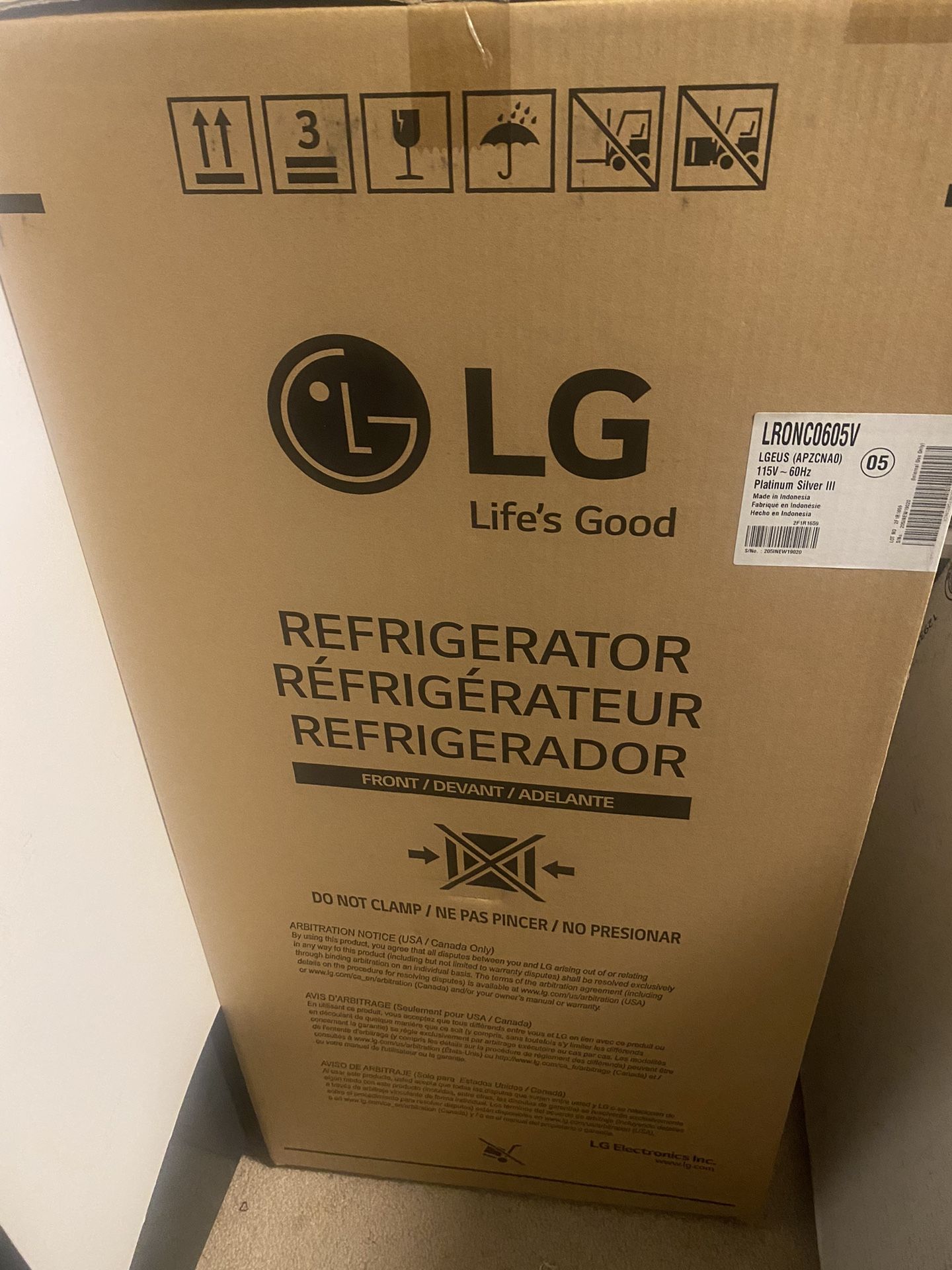 Lg 6 cu ft single door refrigerator lronc0605v for sale in tacoma