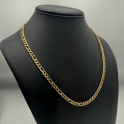 Jewelry 14k solid yellow gold Figaro necklace chain 20" 4.5 mm