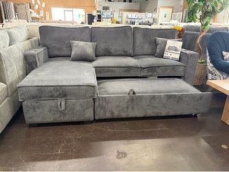 Reversible Corduroy Sectional with pullout bed
