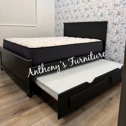 Queen Bed And Trundle With Mattress 