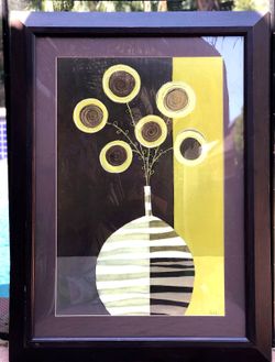 Large Framed Wall Art - Modern Floral Vase Print - Dark Frame - 23" x 37"