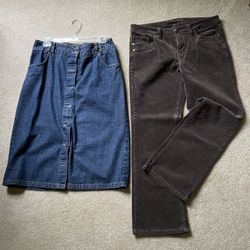Size 10 Jean Skirt Or Corduroy Jeans