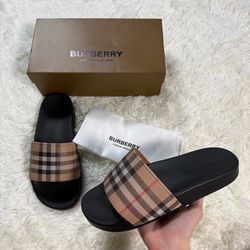 Black Burberry Slides