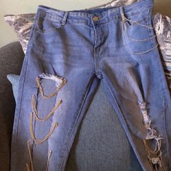 Jeans With Gold Chains