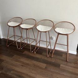 Bar Stools Set of 4, Counter Height Bar Chairs 30" Seat, Metal Kitchen Island Barstools