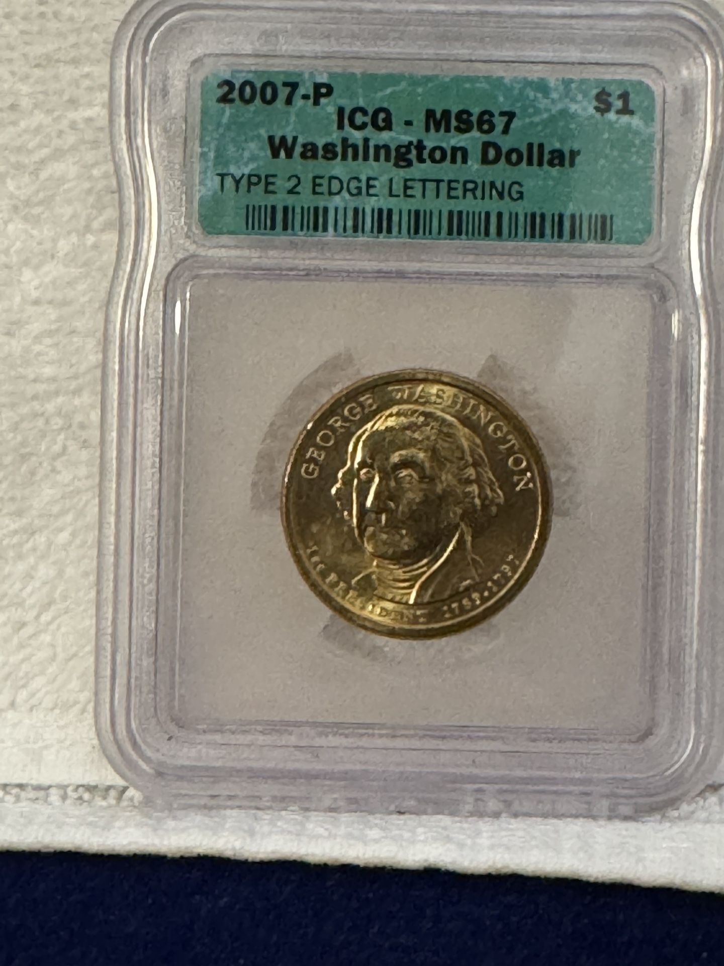 2007 Washington Dollar (ERROR) Type 2 Edge Lettering MS-67