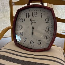 16” Burgundy Clock Used Home Decor Decoration