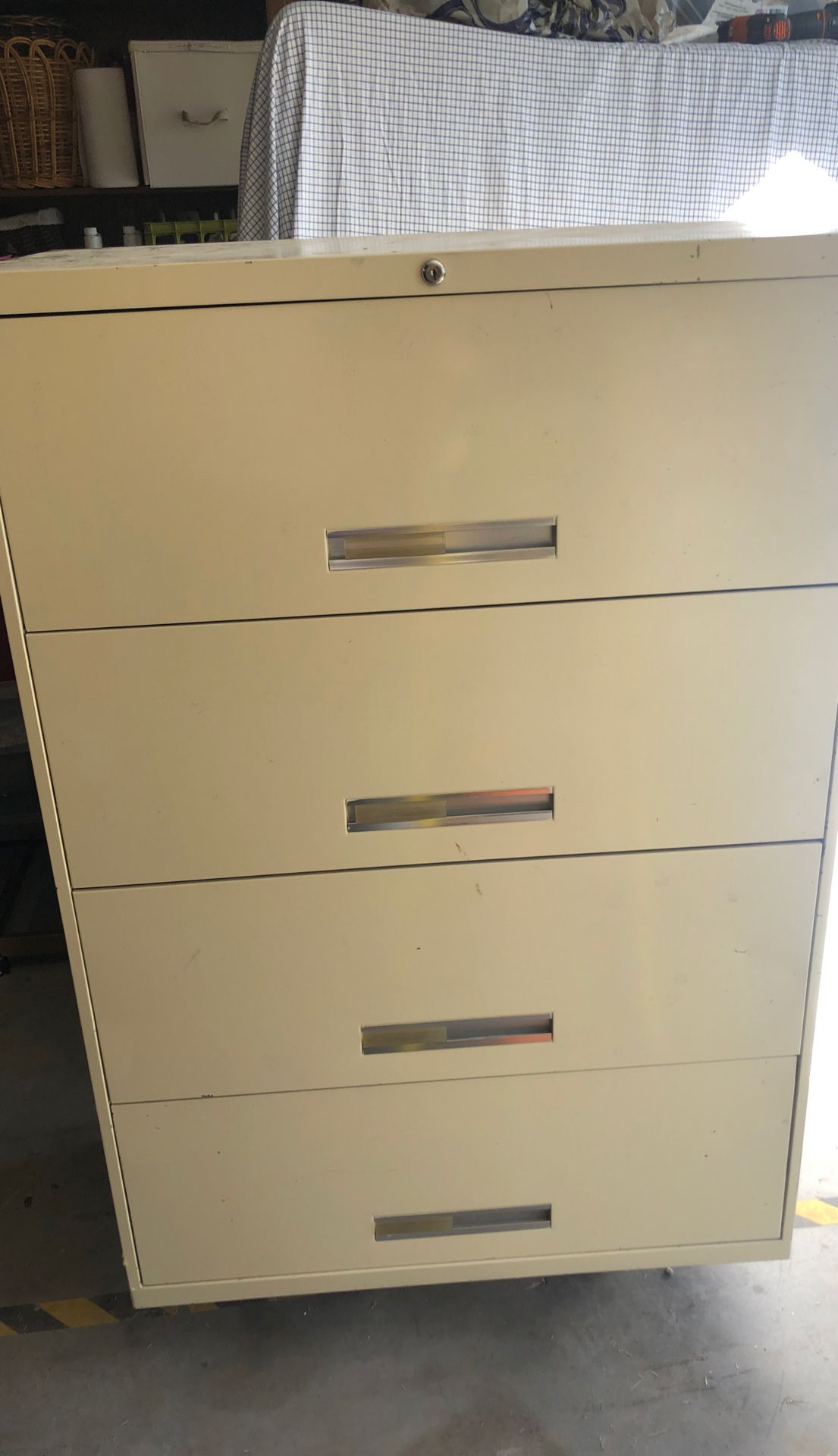 Tall lateral file cabinet with 4 big drawers!